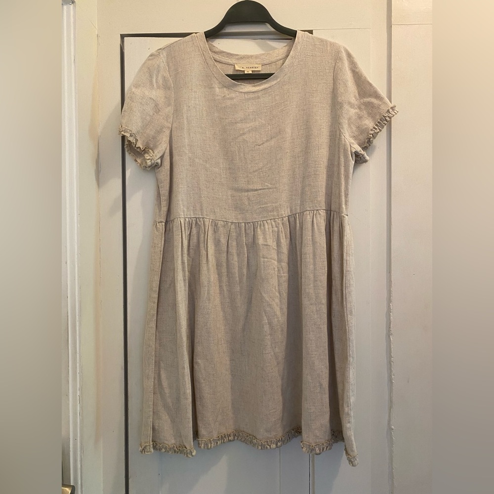 LA Hearts beige rayon/linen baby doll dress size M NWT